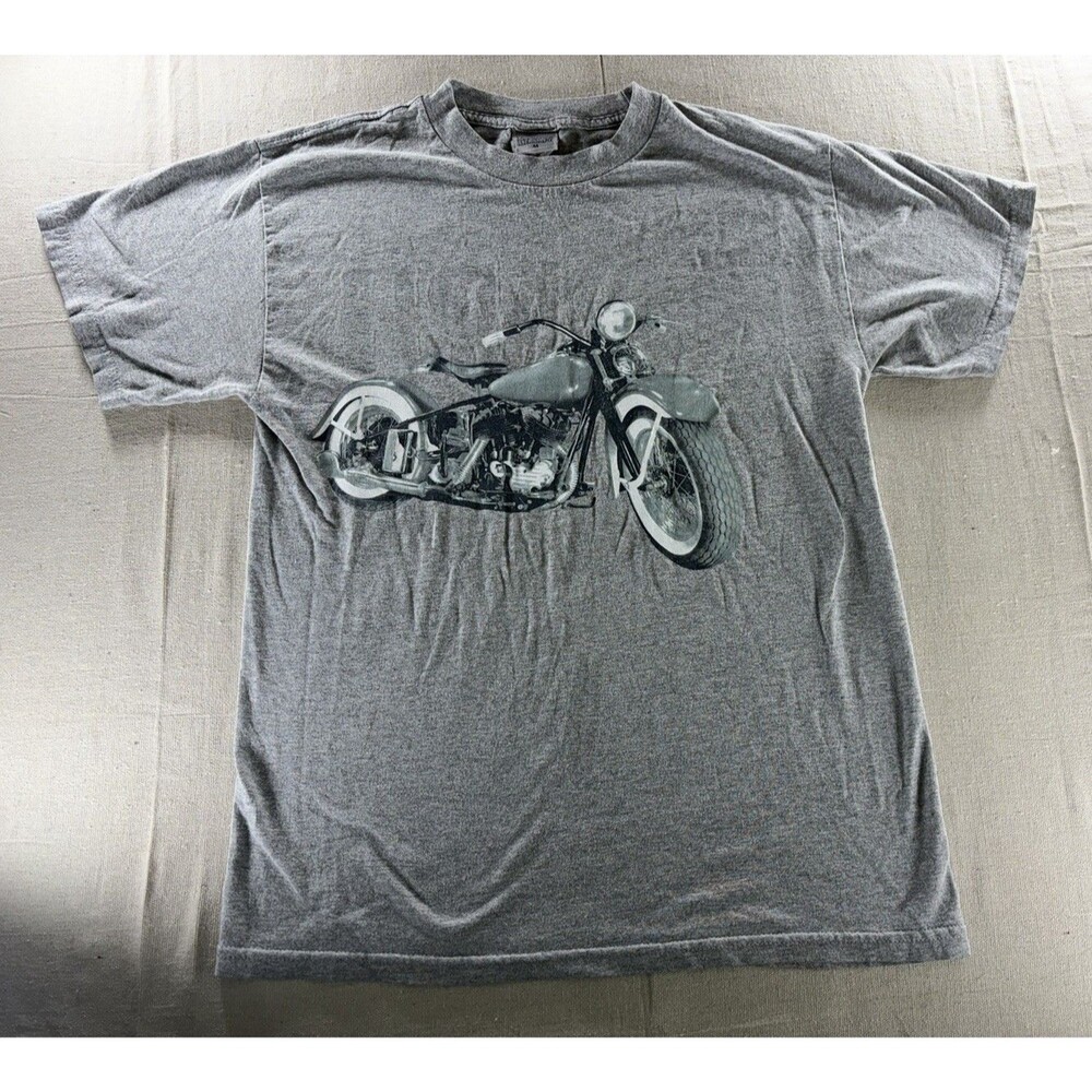 National Heritage Gray Graphic T-Shirt - Classic Springer 45 Motorcycle - Size M